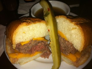 Prime Beef Dip with Au Jus & Atomic Pickle