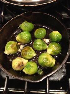 Pan roasted brussel sprouts with garlic